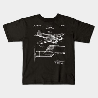 Vintage Airplane WWII Blueprint Patent Aviation History Airplane World War II Kids T-Shirt